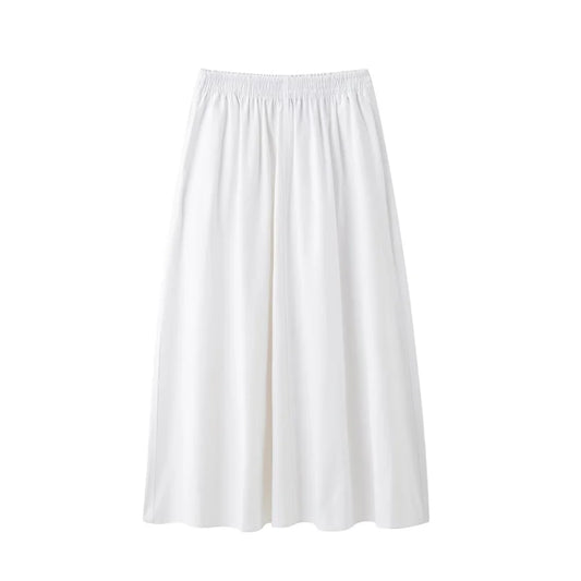 UNIZERA women's solid color pleated mid length skirt pocket decoration for spring and summer new women's half skirt