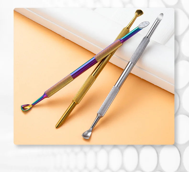 Nail Polish Prep Kit – Stainless Cuticle Pusher + Glitter Sandpaper for Easy Gel Removal