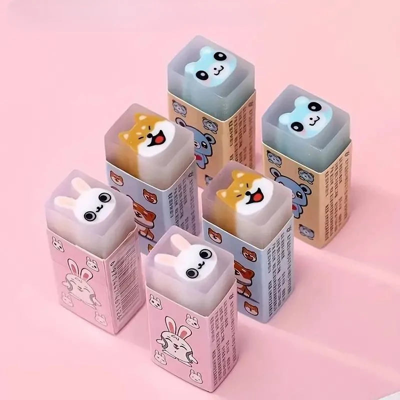 3pcs/6pcs Cute Animal Jelly Erasers – Sweet-Scented Cartoon Rubber for Kids & Students, Fun Gift & School Supplies