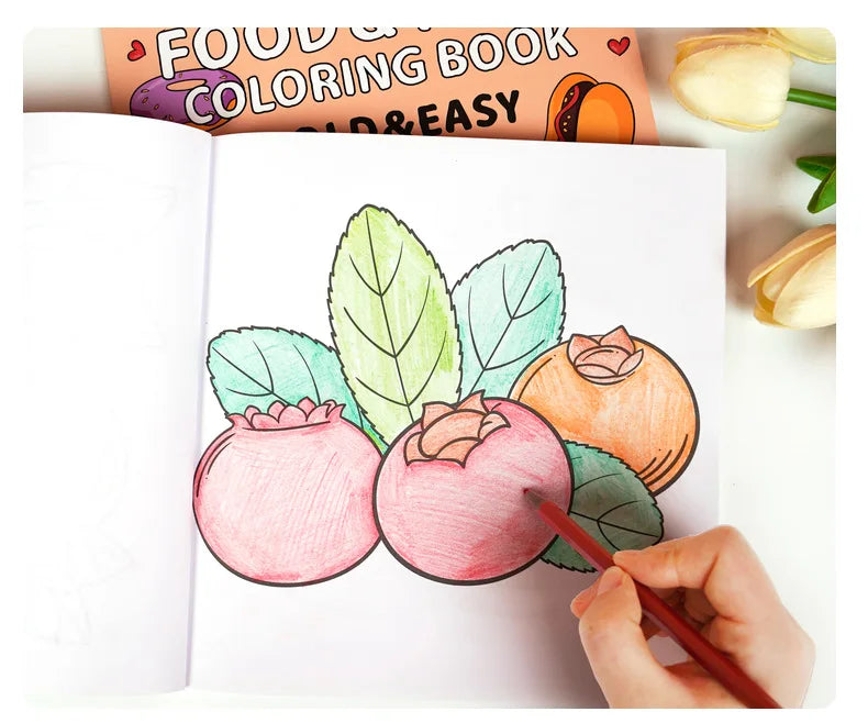 Food and Fruit Graffiti Coloring Book, Coloring Book for Children Aged 4 and Above