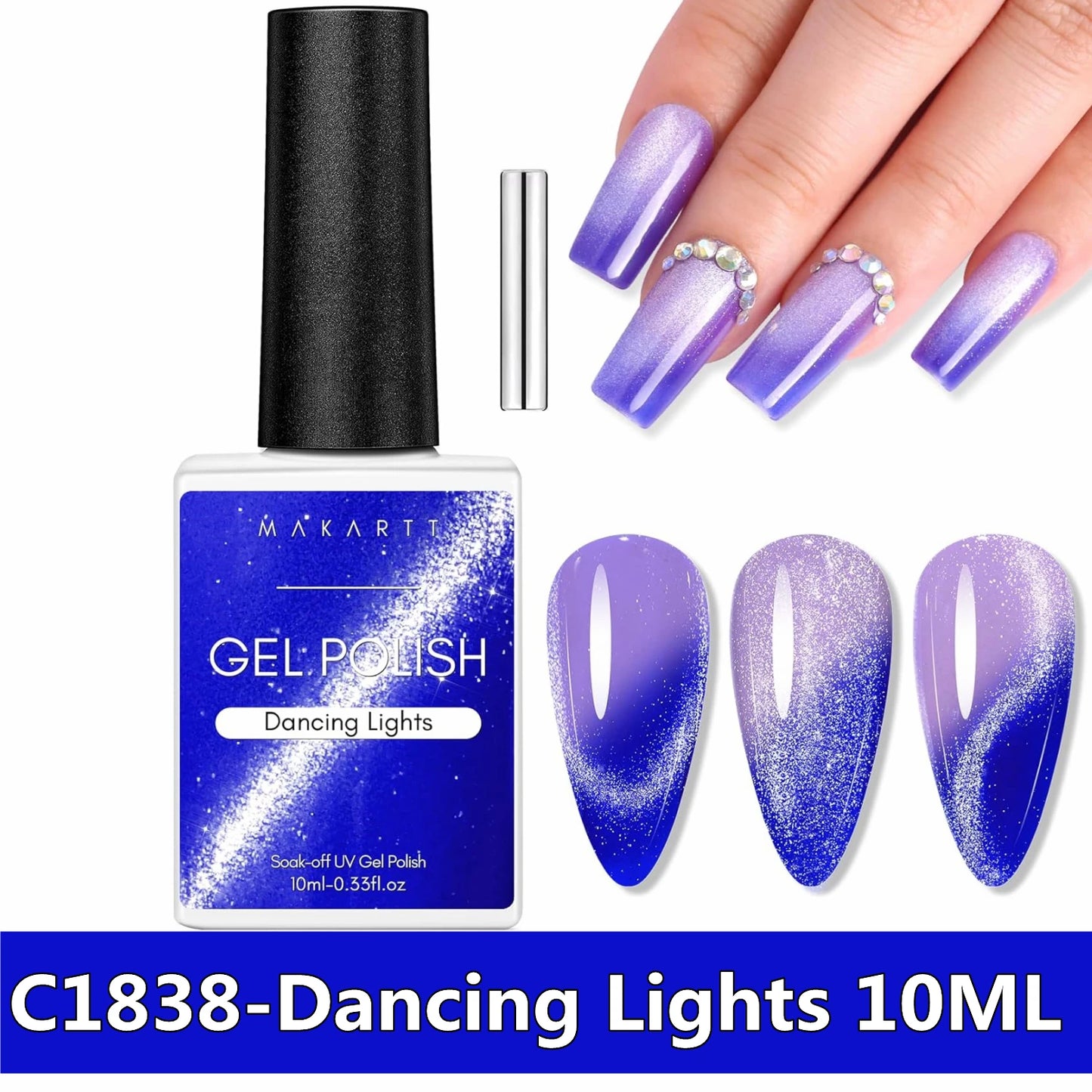 Makartt Cat Eye Nail Polish – Holographic Jelly Gel with Magnet for Home & Salon Use
