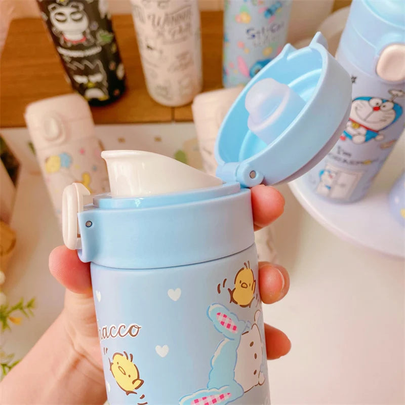 MINISO 420ML Cartoon Thermos – Cute Stainless Steel Water Bottle for Students, Girls & Kawaii Stationery Fans