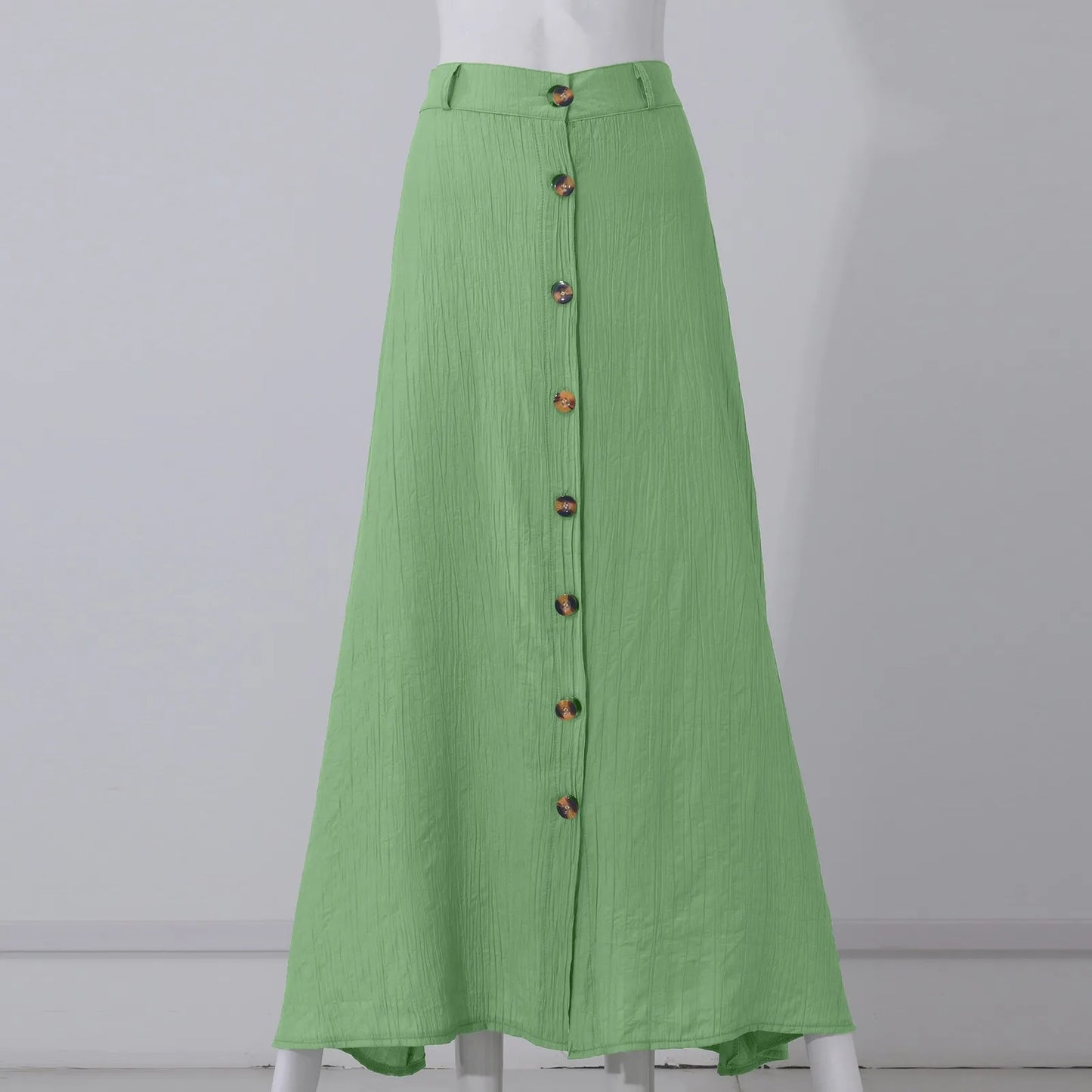 Women'S Half Skirt Midi Skirts For Women Bohemian Skirt High Waist Party Beach Button Skirt Women'S Loose Cotton And Linen Skirt