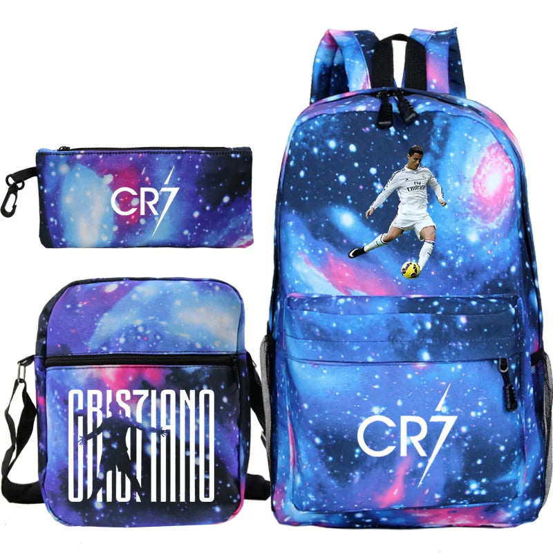CR7 3-Piece Backpack Set – Lightweight School & Travel Bags for Boys, Girls, Teens & Adults