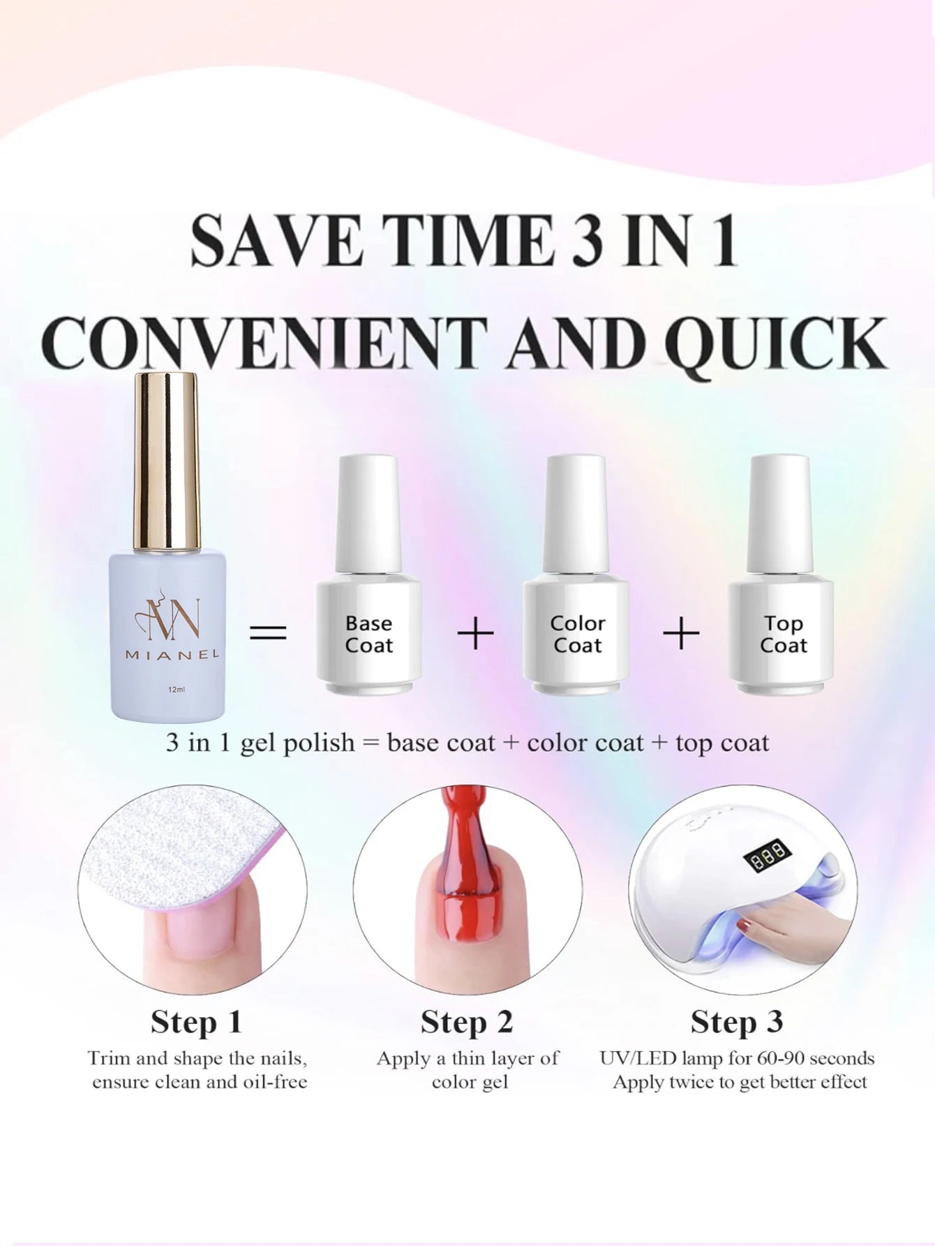 MIANEL 3-in-1 Gel Nail Polish – One-Step Formula for Vibrant Summer Nails
