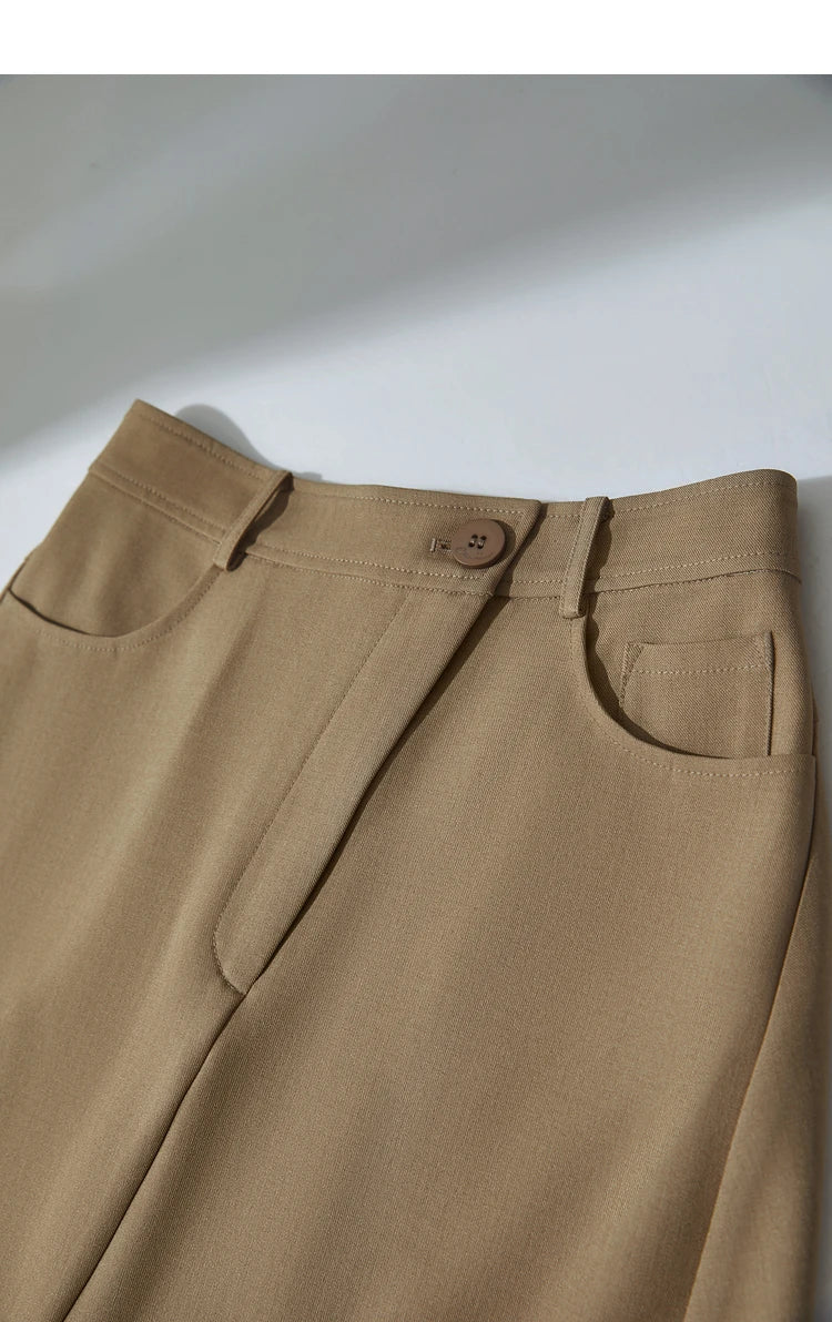 Amii Minimalist Spring New Commuter Asymmetrical Oblique Placket Split Skirt Non Ironing Anti Wrinkle A Shape Skirt 12551003