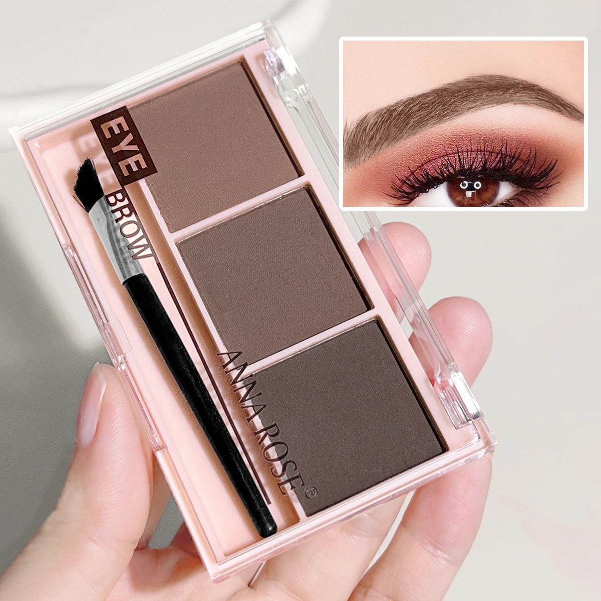 Three-color eyebrow powder shadow three-dimensional eyebrow shape waterproof and sweat-proof natural long-lasting eyebrow powder
