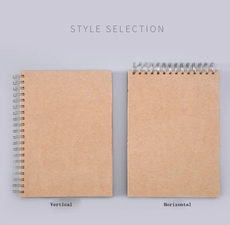 Art Sketchbook 160GSM Kraft Paper Spiral Coil Book Office School Supplies Drawing Notepad Stationary