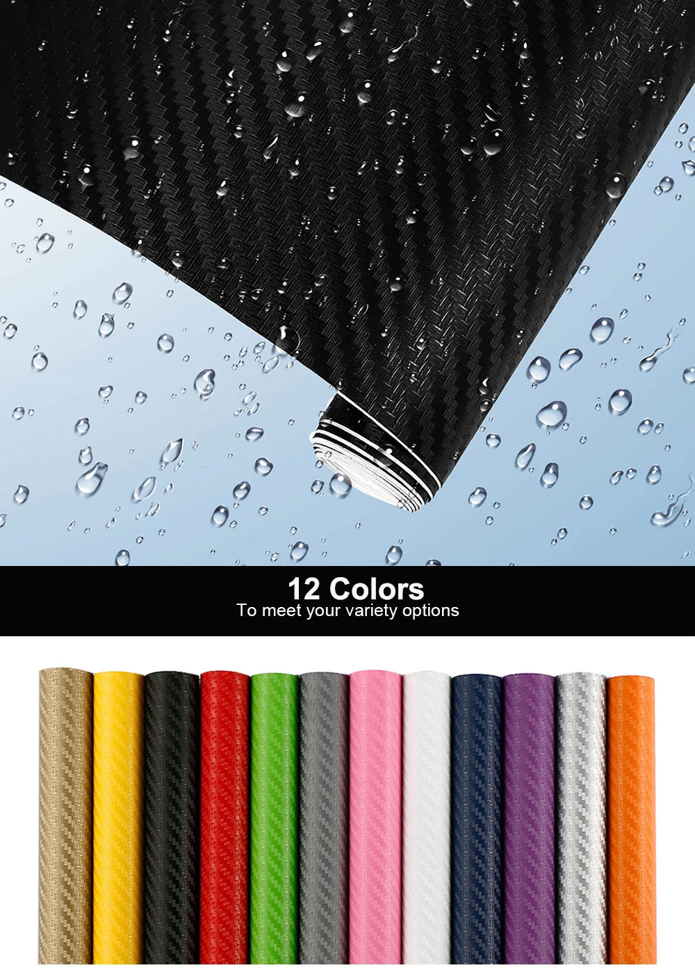 30*127cm Car Stickers and Decals 3D Carbon Fiber Vinyl Wrap Sheet Roll Protective Custom Film Auto Styling Exterior Accessories