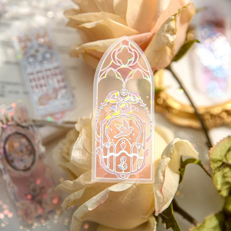 Fluorescent Dream Bookmark Set – 10pcs Kawaii PVC Page Markers & Message Cards for Stationery Lovers