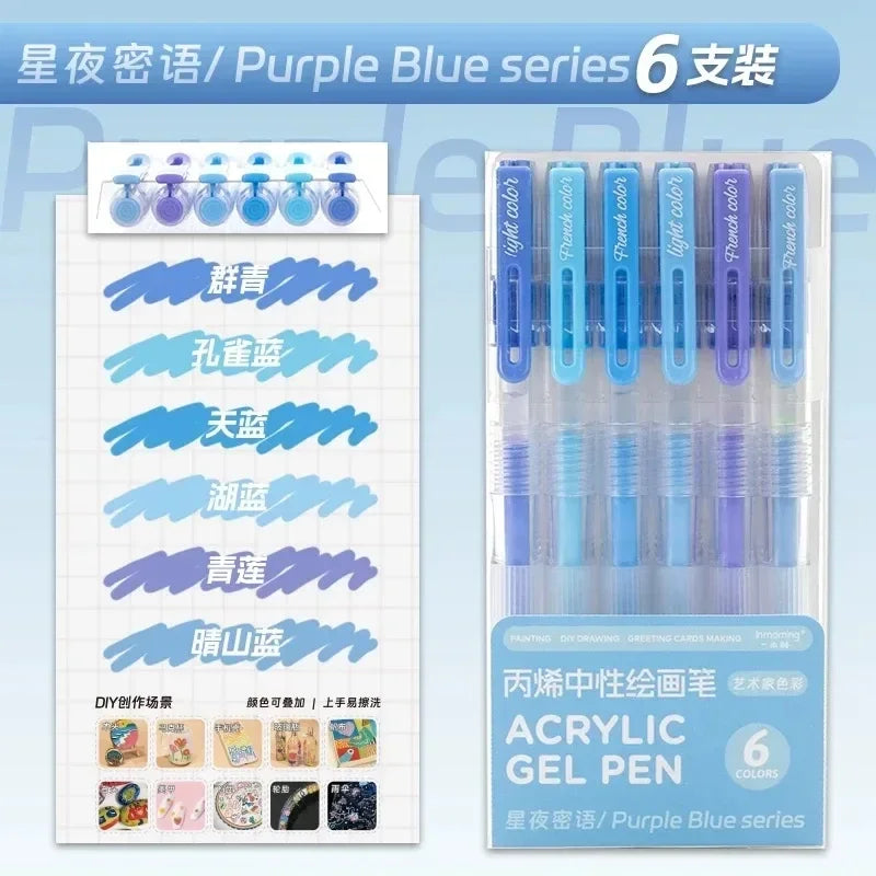 36/12 Colors Acrylic Gel Pen 1.0mm Large Capacity Student Writing Pen Painting Drawing Office School Supplies Stationery