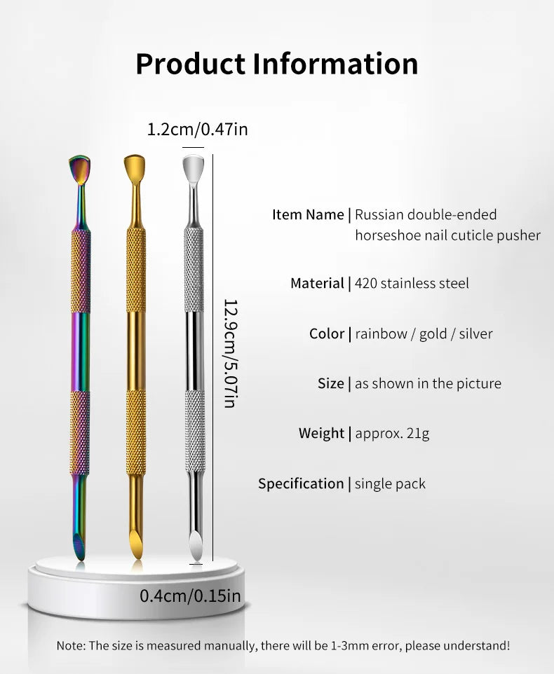 Nail Polish Prep Kit – Stainless Cuticle Pusher + Glitter Sandpaper for Easy Gel Removal