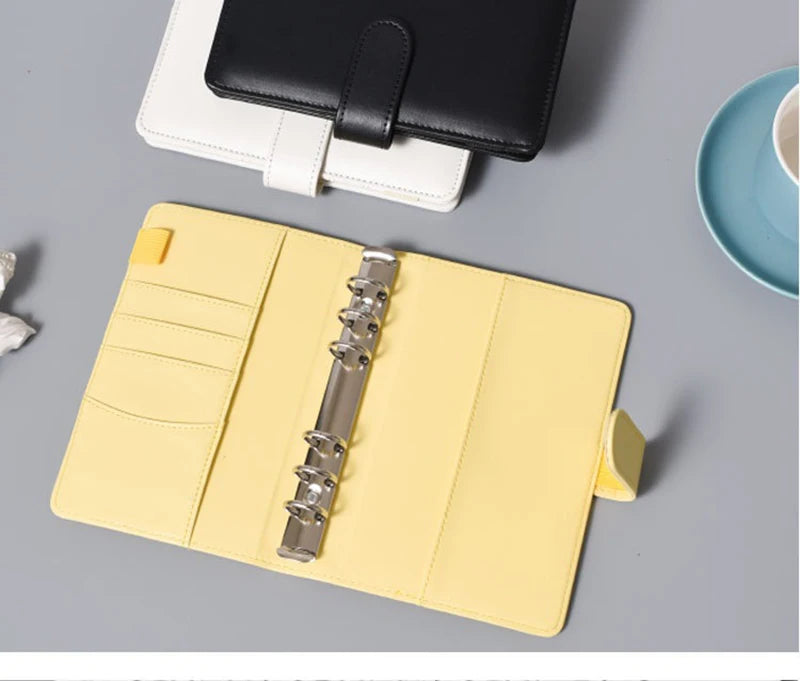 Leather Budget Binders Planner 6 Hole 8 Zipper Envelopes 2 Stickers in One NoteBook Wallet For Save Money Organizer Cash System