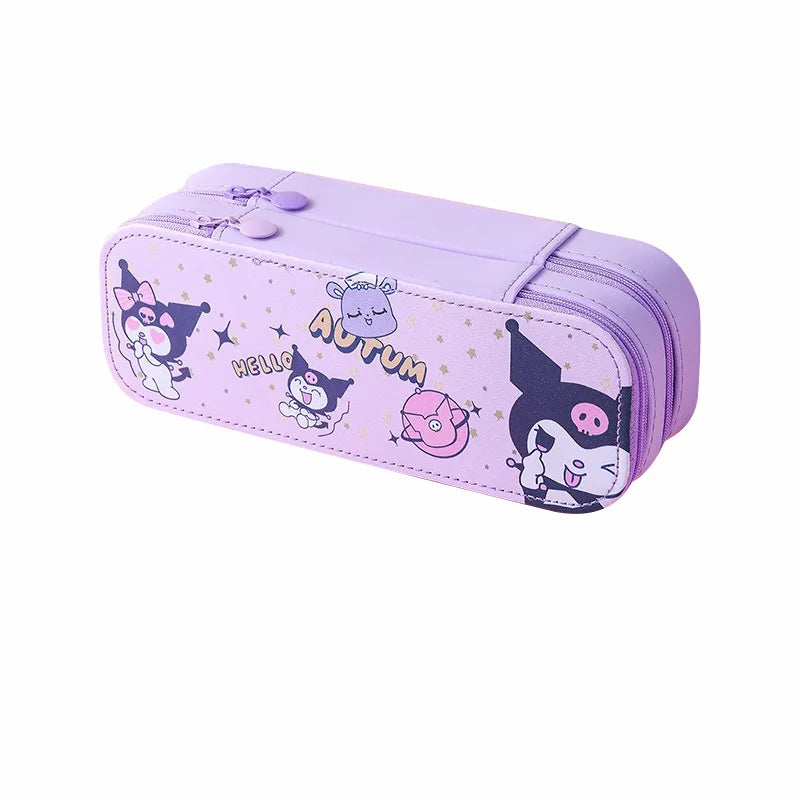 Hello Kitty & Kuromi Double-Layer Pencil Case – Cute Cartoon Kawaii Stationery Box for Students, Kids & My Melody Fans