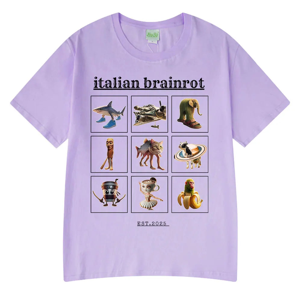 Italian Brainrot Funny Meme T-shirt Tralalero Tralala Tung Tung Tung Sahur Bombardiro Crocodilo Lirili Larila Men Women T Shirts