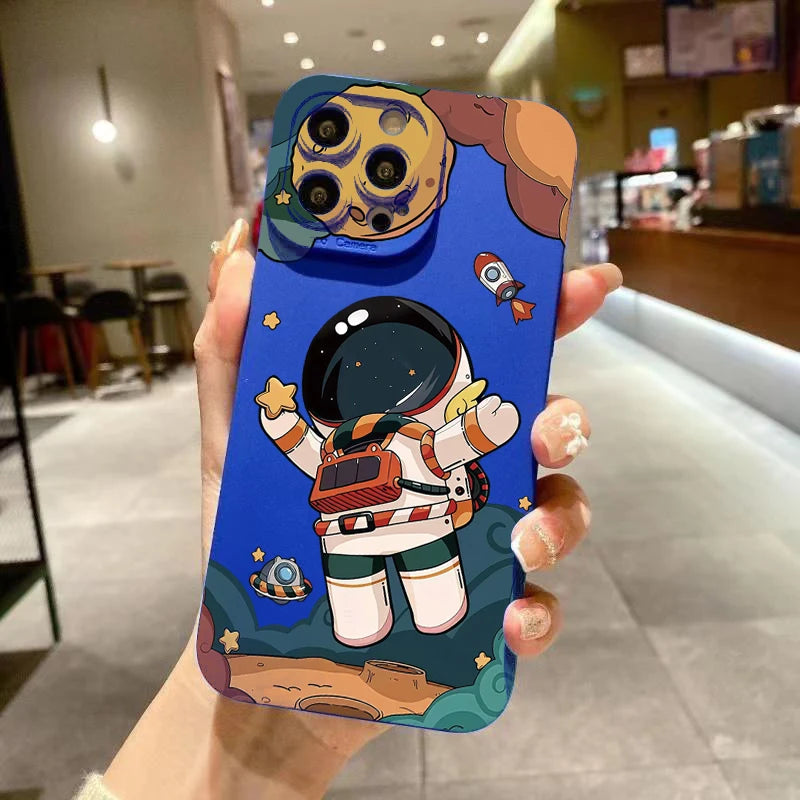 Cartoon Astronaut Phone Case For Xiaomi 13 12 11 Lite 5G 14 14T 13T 12T 12X Poco X7 X6 X5 X3 F5 F6 M6 Pro Shockproof Soft Cover