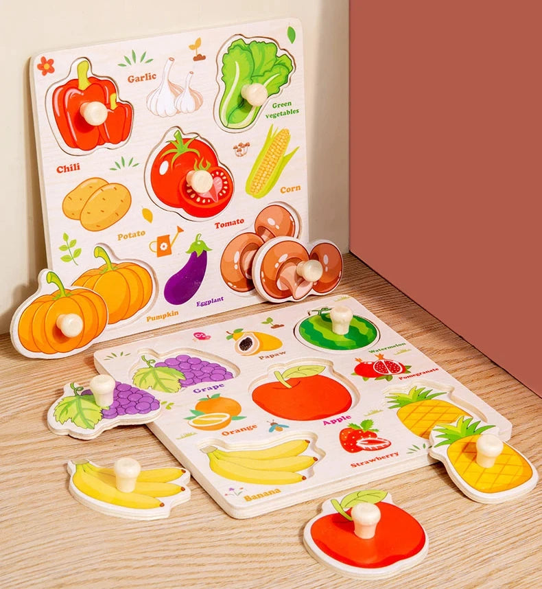 Montessori Baby Toys Wooden 3d Puzzle Cartoon Animal Intelligence Jigsaw Puzzle Early Learning Educational Toys for Children