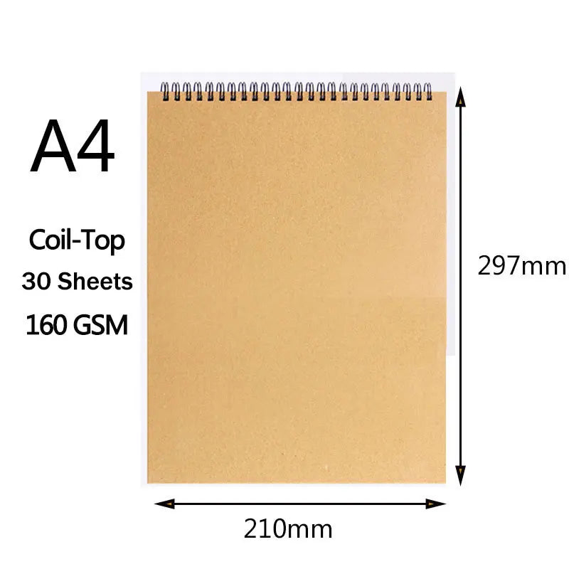 Art Sketchbook 160GSM Kraft Paper Spiral Coil Book Office School Supplies Drawing Notepad Stationary