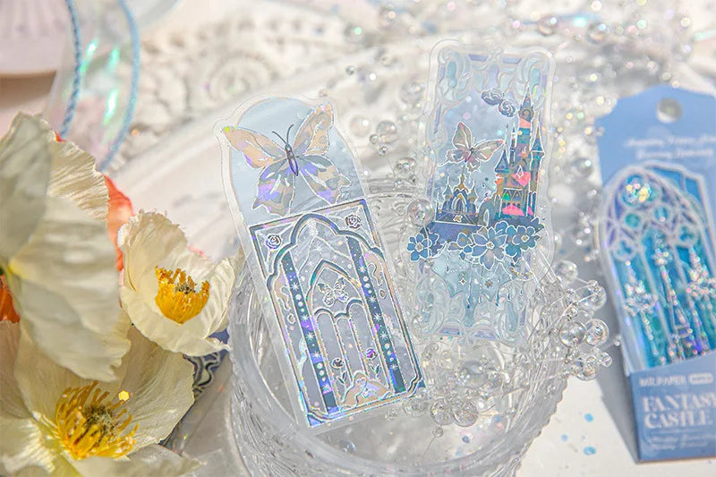 Fluorescent Dream Bookmark Set – 10pcs Kawaii PVC Page Markers & Message Cards for Stationery Lovers