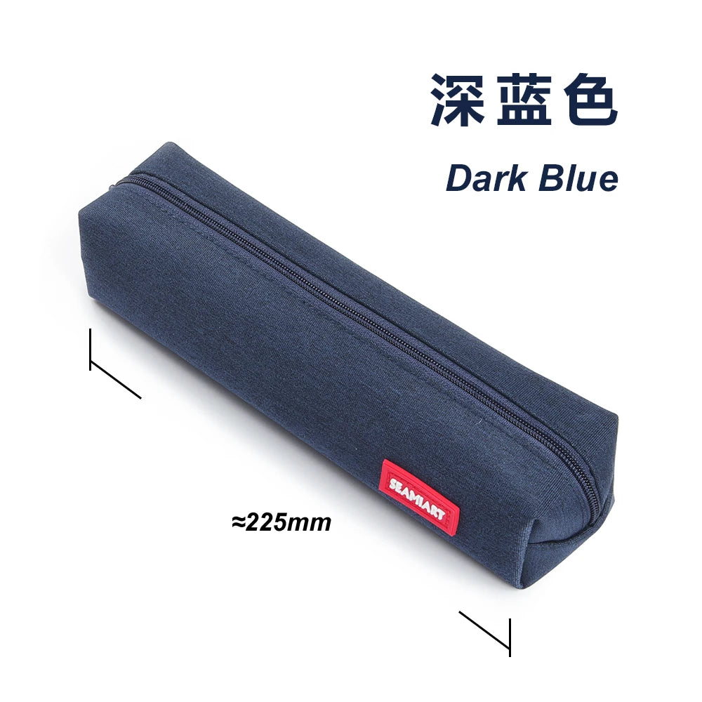 SeamiArt Solid Color Mini Pencil Case – Simple Zipper Pen Bag for School, Office & Kawaii Stationery Fans