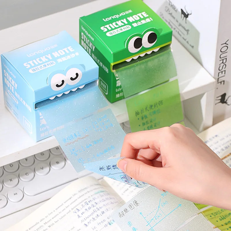 Mr. Paper Pull-Out Sticky Notes – 6Style Transparent Roll with 105 Sheets for School, Study & Creative Stationery