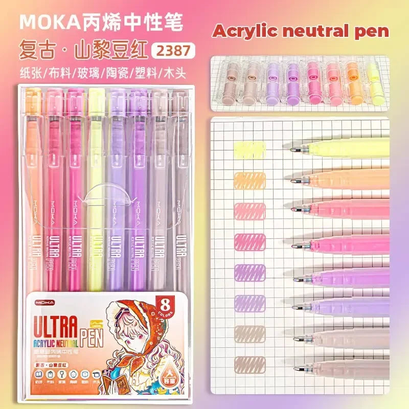 36/12 Colors Acrylic Gel Pen 1.0mm Large Capacity Student Writing Pen Painting Drawing Office School Supplies Stationery