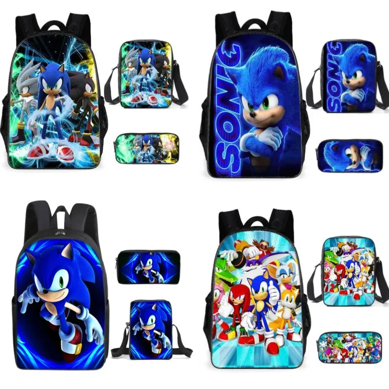 Sonic Speedster School Backpack – Anime Cartoon Schoolbag for Boys & Girls in Primary & Middle School