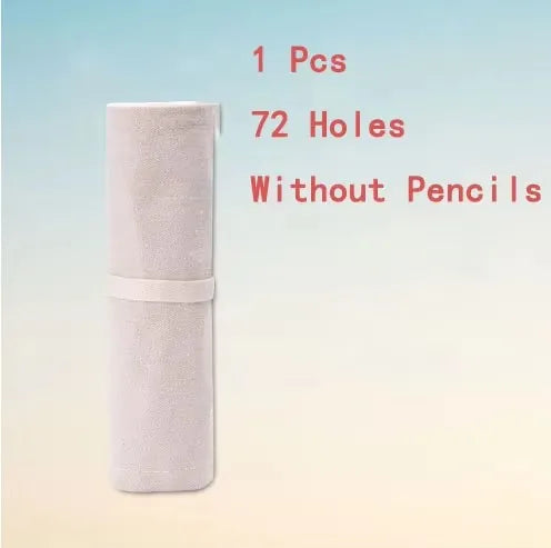 Colorful Canvas Pencil Roll – 12 to 72 Slot Organizer for Students, Artists & School Supplies