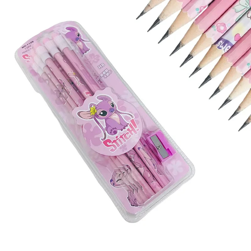 Lilo & Stitch HB Pencil Set – 12 Cute Cartoon Pencils + 1 Roller Case for Writing, Drawing & School Fun