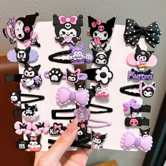 14-Piece Kuromi Hairclip Set – Cute Anime Style for Girls