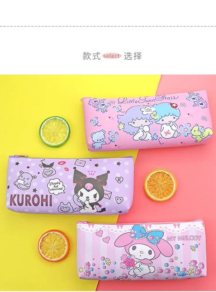 Sanrio Cinnamoroll, Kuromi & My Melody Pencil Case – PU Waterproof Stationery Bag
