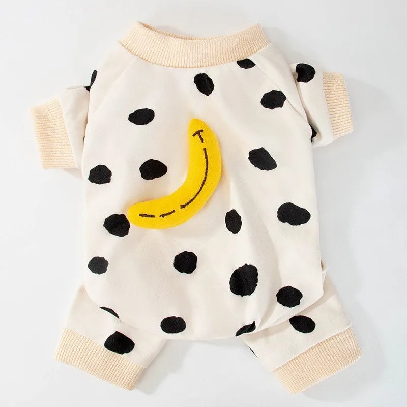 Cotton Kawaii Pet Striped Jumpsuit Dog Clothes for Small Dogs Cartoon Pattern Dog Pajamas Chihuahua Kitten Puppy Girls Dog Shirt