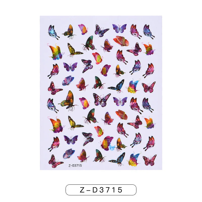 Glitter Flame Nail Art Set – Self-Adhesive Silver Stickers with Butterfly Foil for Manicure Magic