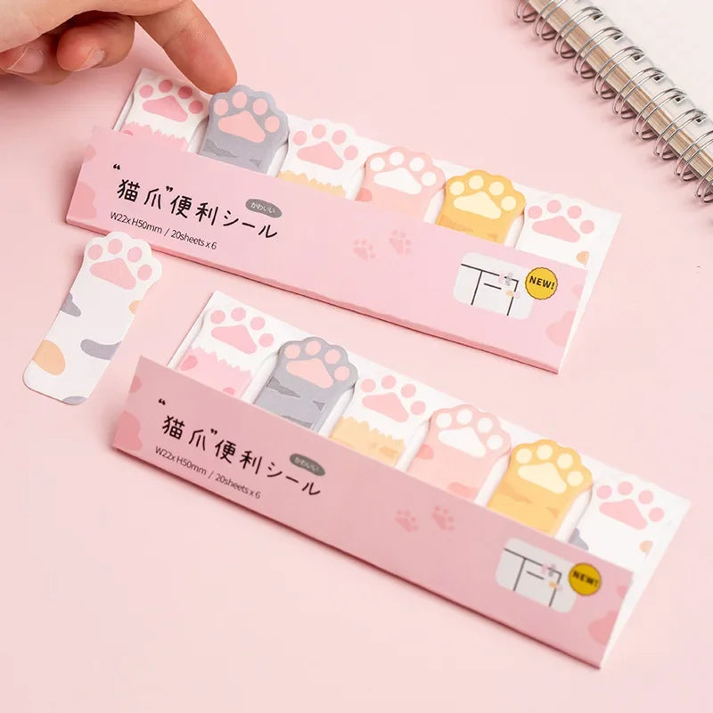 Kawaii Stationery Cartoon Cat Paw Memo Pad Bookmark Flags Index Tab Sticky Notes Label Paper Stickers