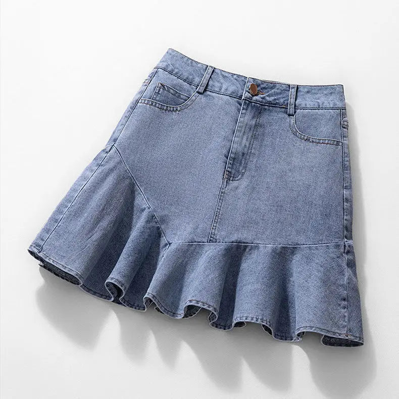 Female Jeans Skirts Coquette Chubby Midi Women's Denim Skirt Sexy New in Vintage Aesthetic Y2k 2024 Trend Summer A Line Casual V