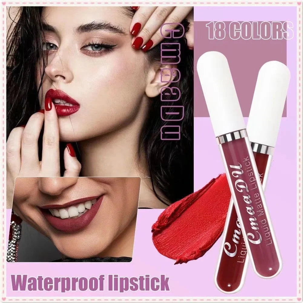 CmaaDu 1 Pcs Matte Lip Gloss Liquid Lipstick- Lip Stains with Long-Lasting Waterproof,  Adult Age Range, Red Tones Easy to Color
