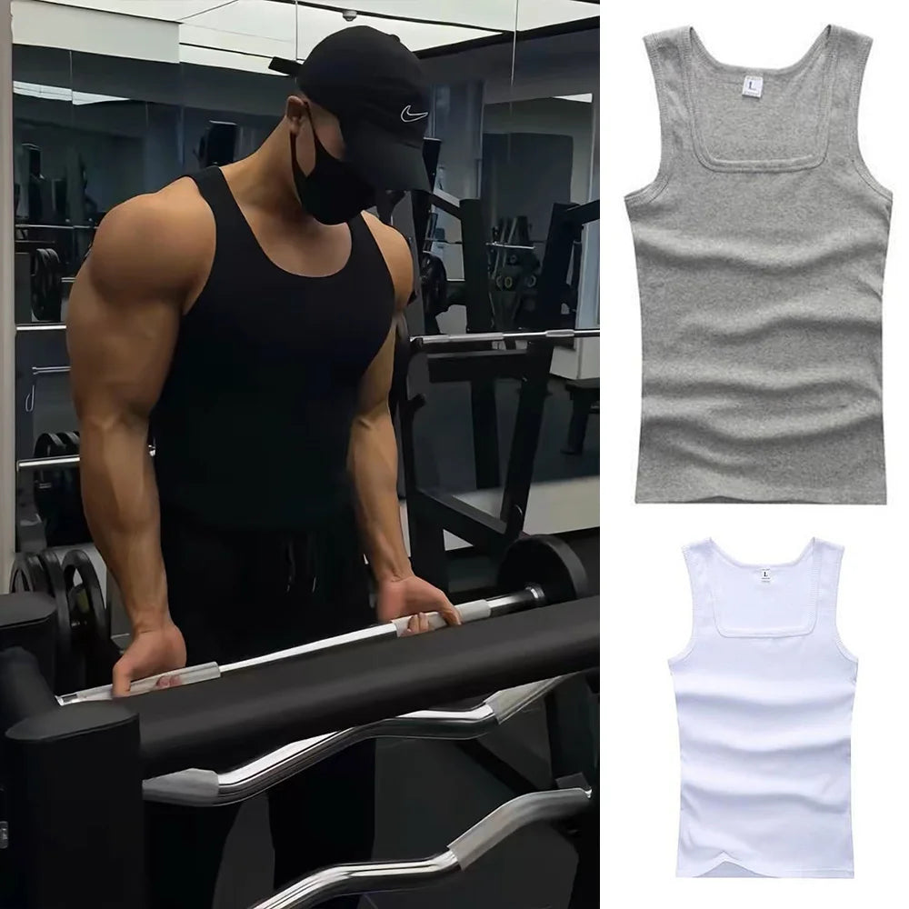 2024 Hot Black White Sleeveless Fitness T-shirts Men Clothing Tank Tops Casual Bodybuilding Vest Male Top Cotton Plus Size Vests