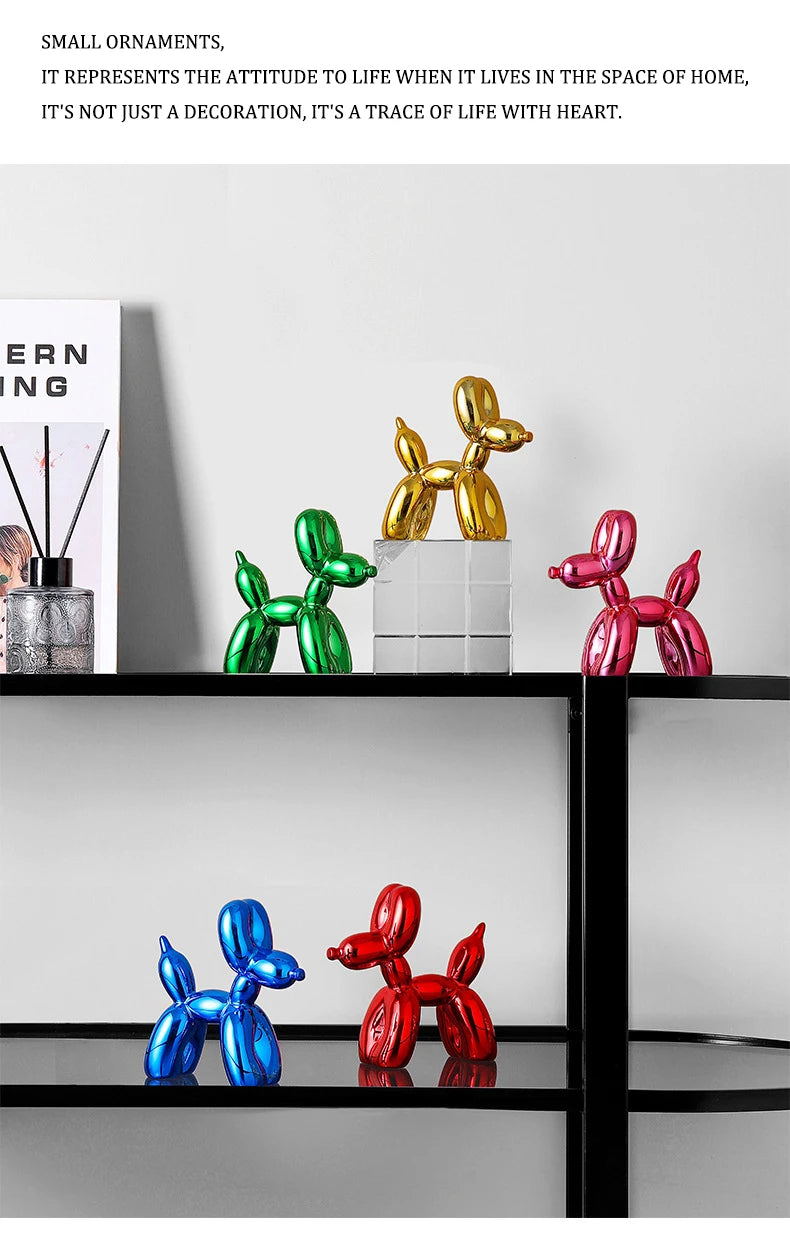 10cm 17cm Nordic Balloon Dog Sculpture Resin Animal Toy Statue Sculptures Figurine Crafts Home Decoration Room Desktop blue Gift