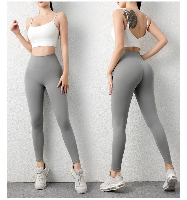 Nude Fabric High Waist Yoga Leggings Sexy Glamorous Butt Leggings Yoga Pants Gym Leggings