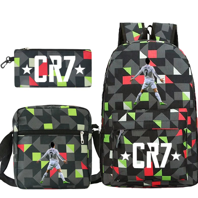 CR7 3-Piece Backpack Set – Lightweight School & Travel Bags for Boys, Girls, Teens & Adults