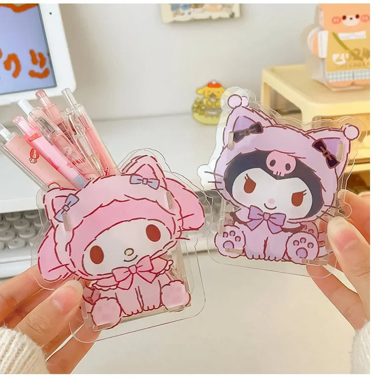Sanrio Acrylic Pen Holder – Transparent, Cute & Multifunctional Desk Organizer for Kids’ Stationery & School Supplies