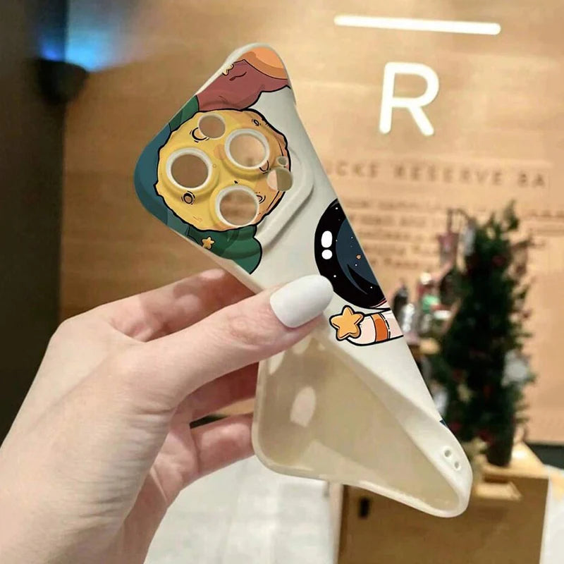 Cartoon Astronaut Phone Case For Xiaomi 13 12 11 Lite 5G 14 14T 13T 12T 12X Poco X7 X6 X5 X3 F5 F6 M6 Pro Shockproof Soft Cover