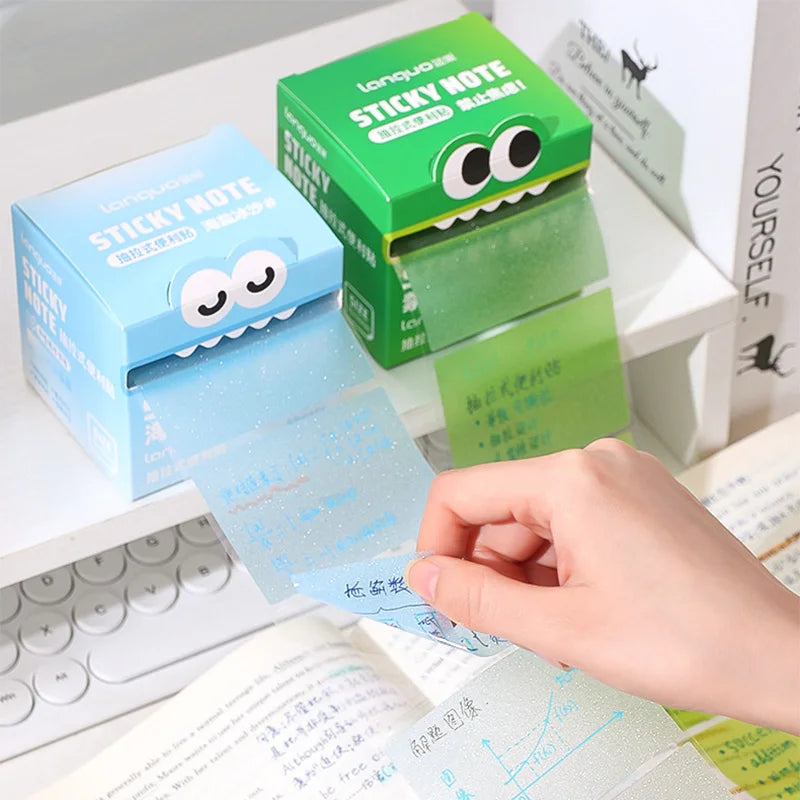 Mr. Paper Pull-Out Sticky Notes – 6Style Transparent Roll with 105 Sheets for School, Study & Creative Stationery