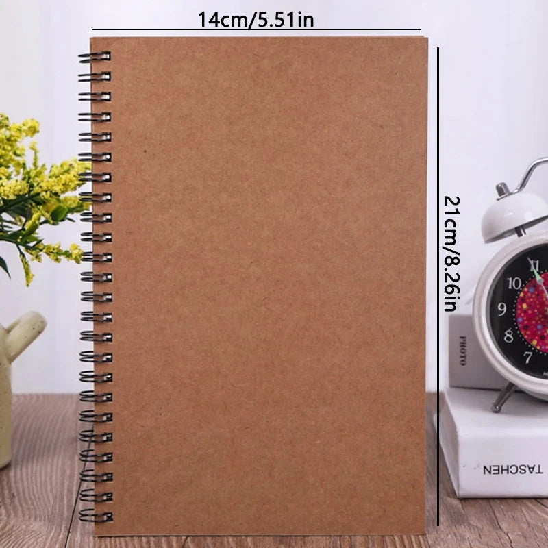 Kraft Spiral Notebook A5 – 50 Lined Pages with 4 Colored Covers for School, Study & Creative Writing