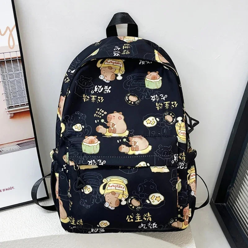 Capybara Campus Buddy – Kawaii Cartoon Laptop Backpack with Room to Spare!
