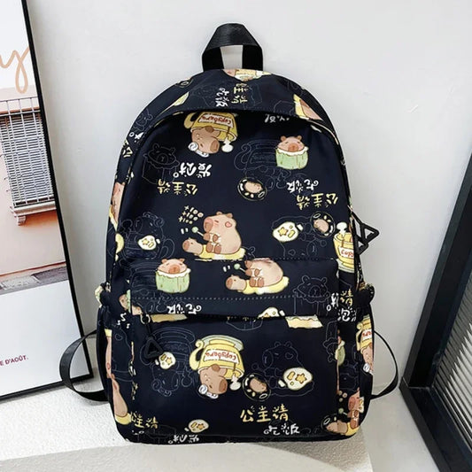 Capybara Campus Buddy – Kawaii Cartoon Laptop Backpack with Room to Spare!