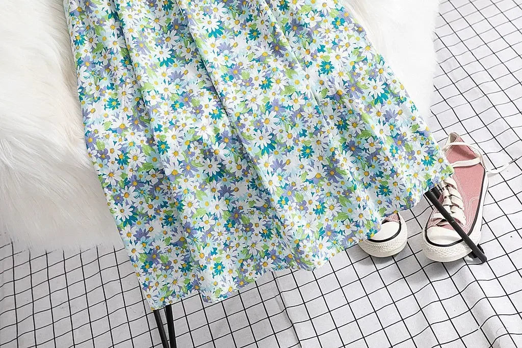 Fragmented Blossom Skirt Women's New Summer Art High Waist Chiffon A-line Oil Painting Small Daisy  Lady Large Swing  Skirt