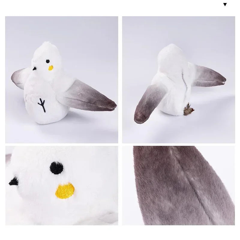 Interactive Cat Toys Rechargeable Flying Bird Rat Cat Toy Chirping Flapping Bird Can Add Catnip Touch Activated Plush Kitten Toy