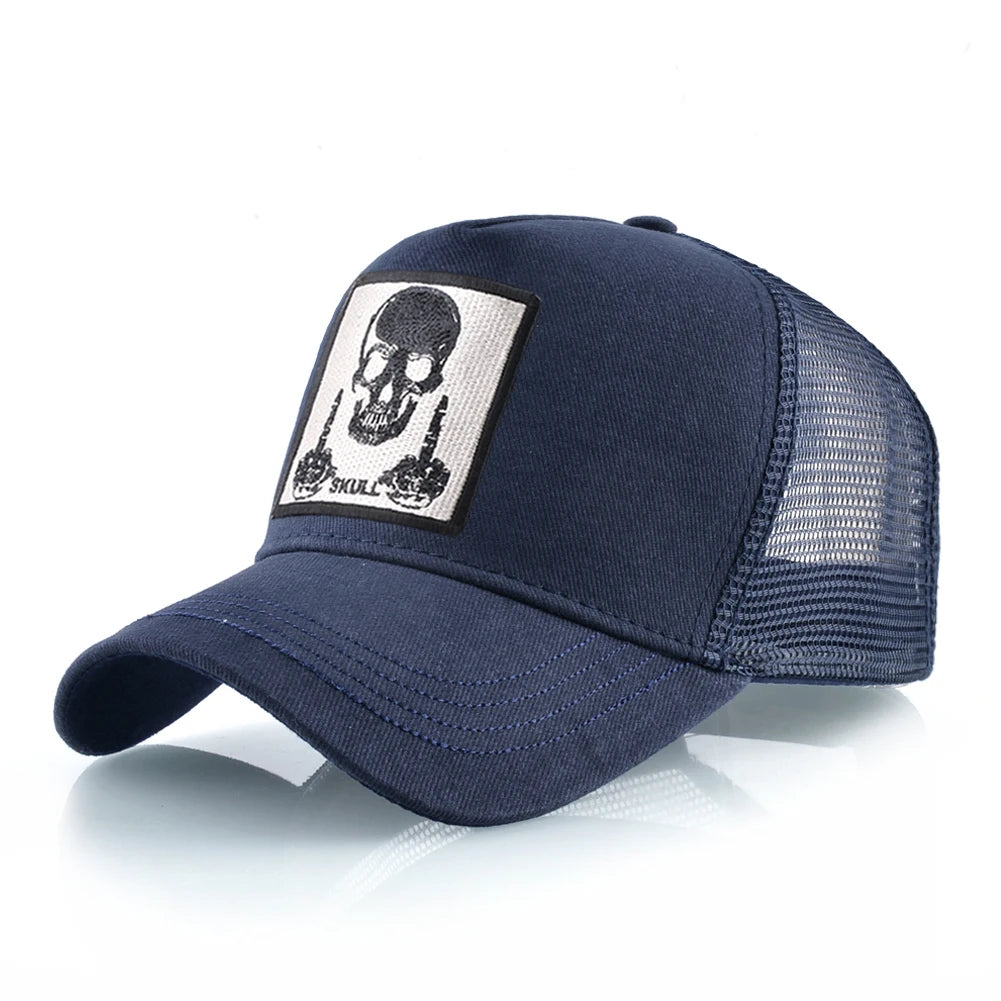 Unisex Trucker Cap Men Four Seasons Baseball Cap With Skull Patch Women's Snapback Hip Hop Baseball Hat Outdoor Sport Casual Cap