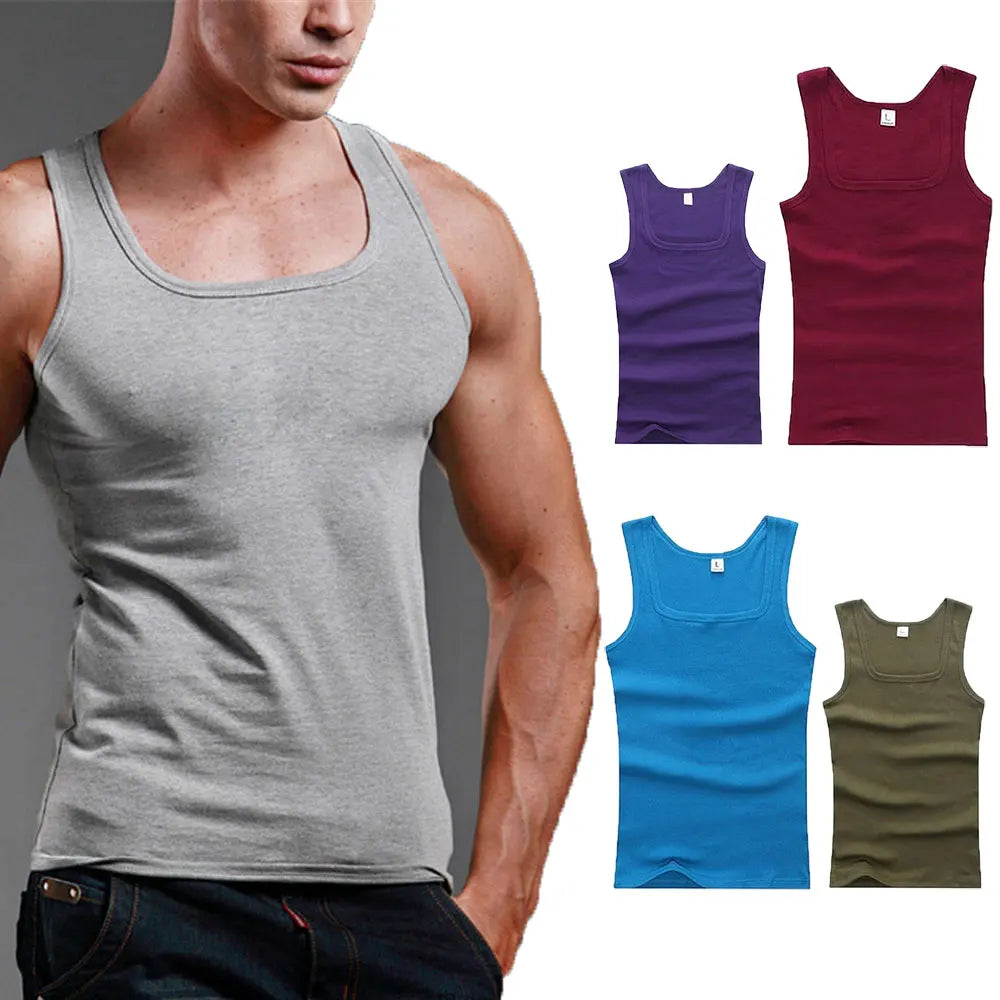 2024 Hot Black White Sleeveless Fitness T-shirts Men Clothing Tank Tops Casual Bodybuilding Vest Male Top Cotton Plus Size Vests